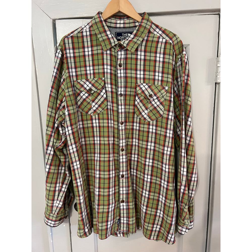 The North Face Green Plaid Flannel Shirt XXL